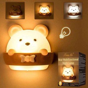 Cute Bear Night Light Girls Baby Boy Toddler Gifts Portable USB Charging Reading